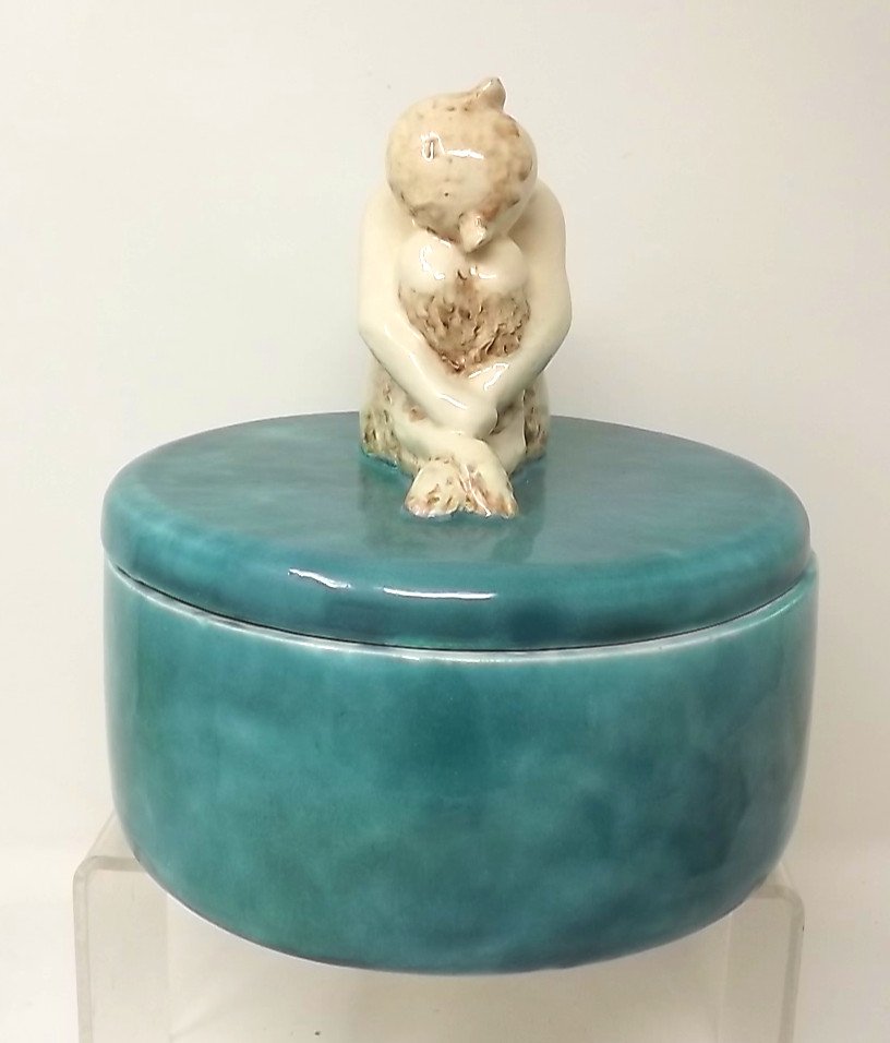 Porcelain Powder Box With Faun Female By René Meynial -photo-2