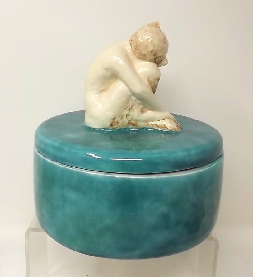 Porcelain Powder Box With Faun Female By René Meynial -photo-3