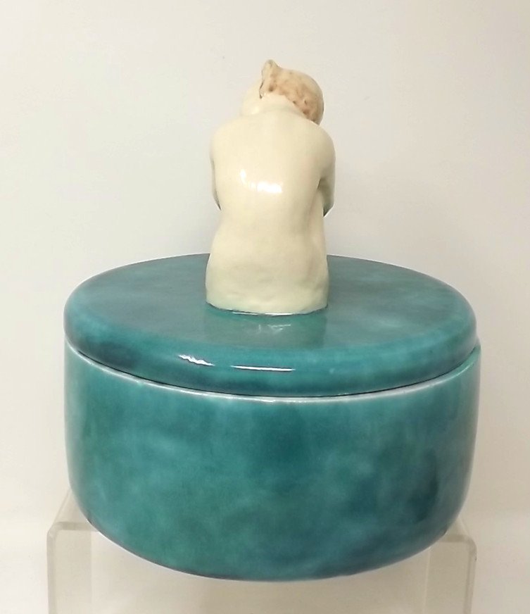 Porcelain Powder Box With Faun Female By René Meynial -photo-4