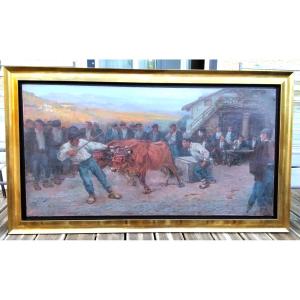Basque Painting By Ludovic Gignoux (idi Probak) Stone Draw By The Oxen