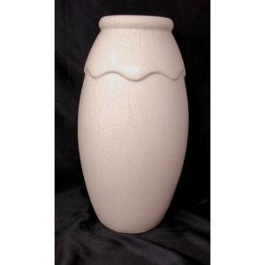 Grand Vase Art Déco Céramique Craquelée Attribuée à Primavéra