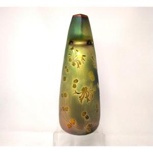 Enamelled Ceramic Montières Vase Art Deco Honeysuckle Decor