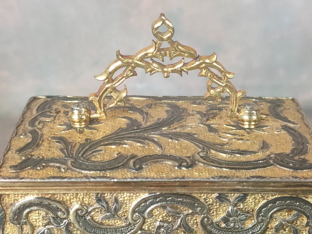 Snuff Box 18th 18th Century Gilt Copper Rocaille Decor-photo-4