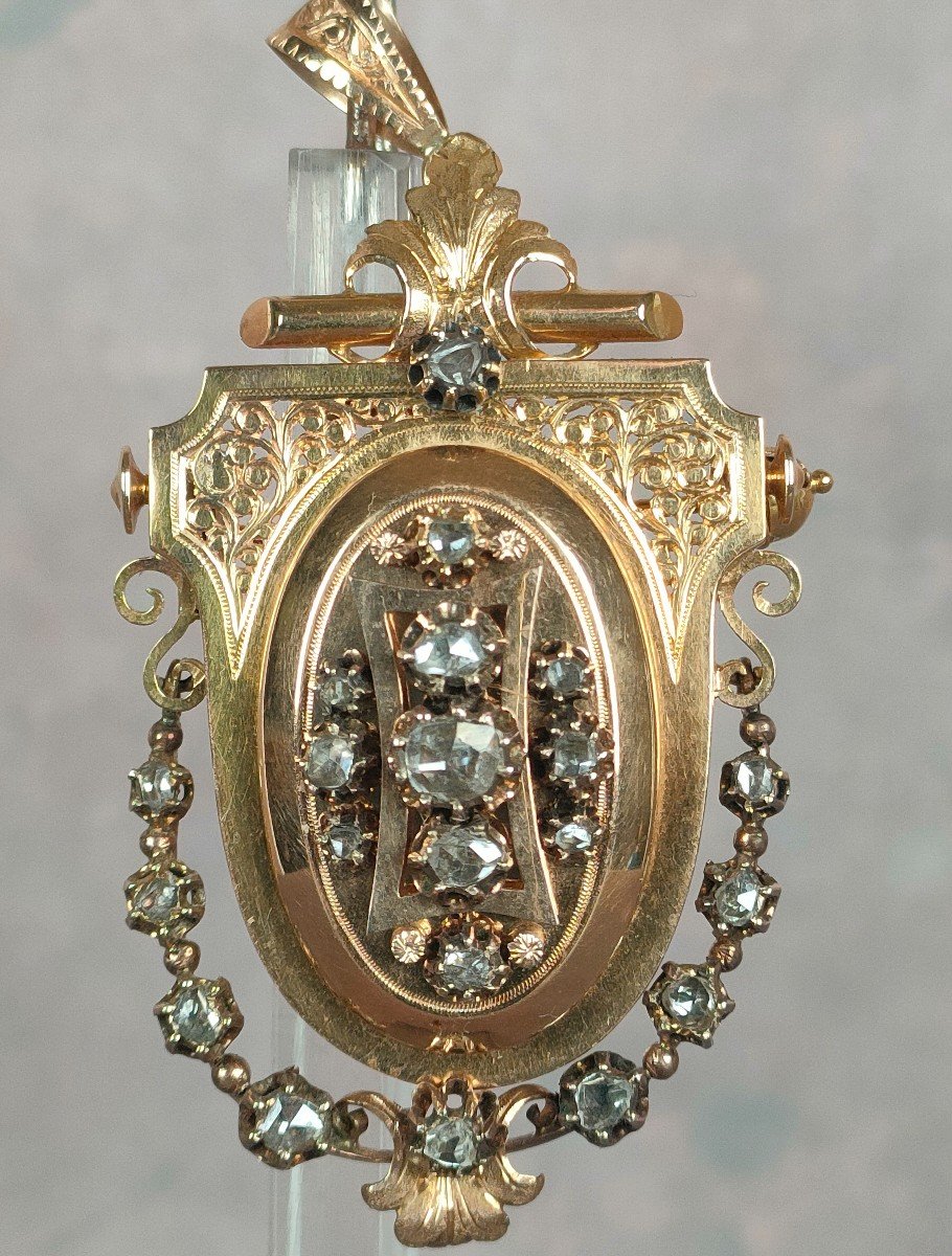 19th Century Gold And Diamond Brooch 