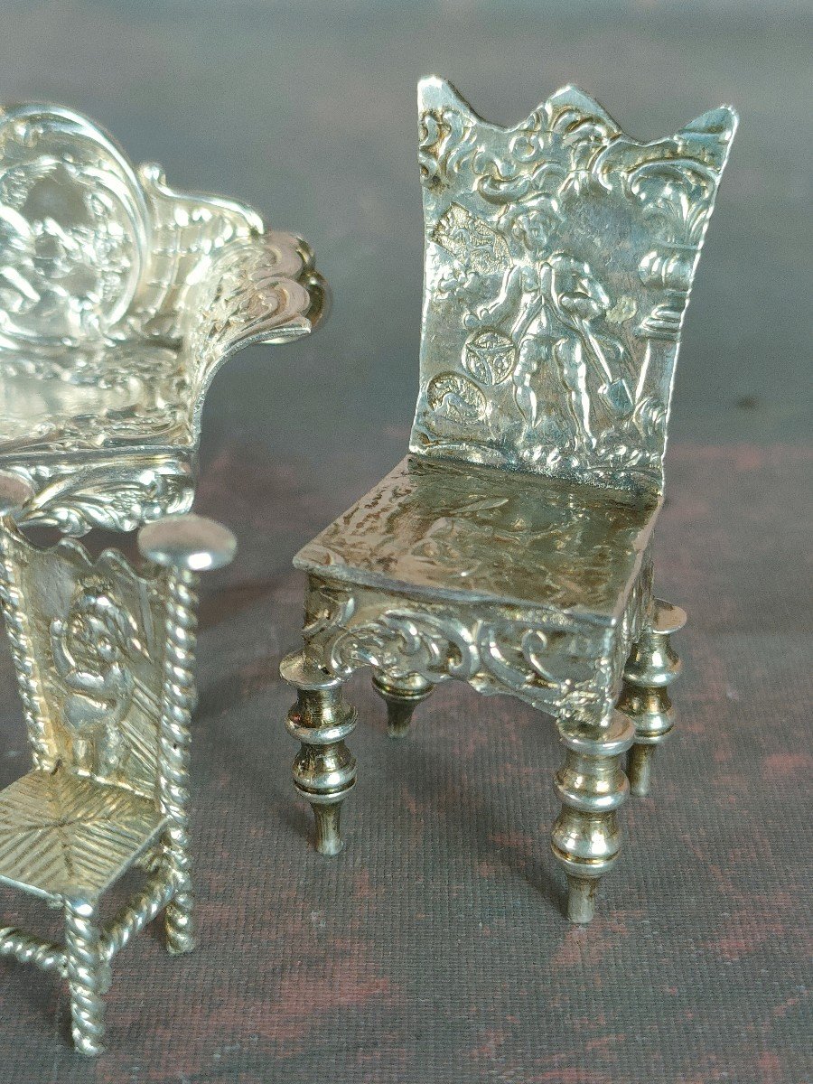 English Sterling Silver Doll Furniture -photo-4