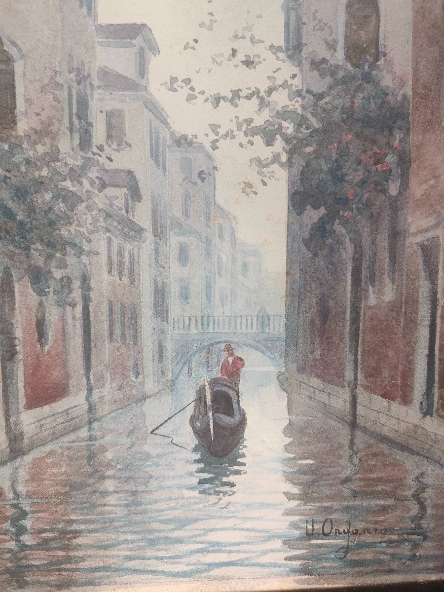 View Of Venice Canal Bridge By Ongania Umberto Watercolor-photo-3