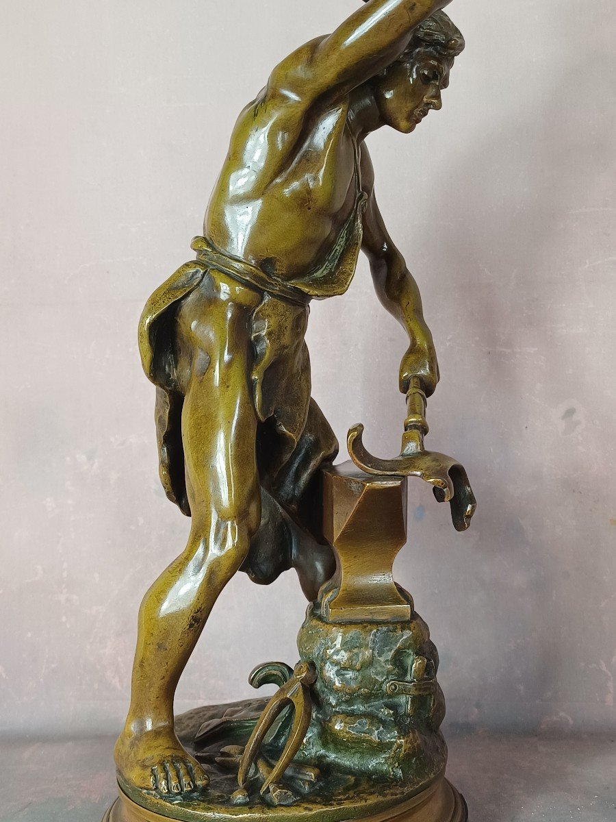 Bronze d'Adrien Gaudez (1845-1902) Le Forgeron-photo-5