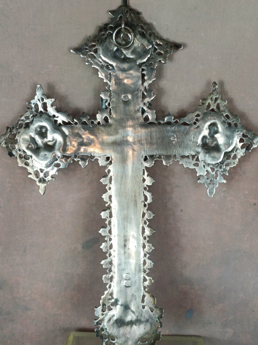 Croix Crucifix Argent Massif Espagnol Style Néo-gothique-photo-1