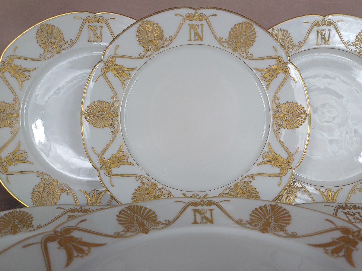 Service de 6 Assiettes Porcelaine de Paris Paul Blot Paris et Jean Pouyat Limoges-photo-3