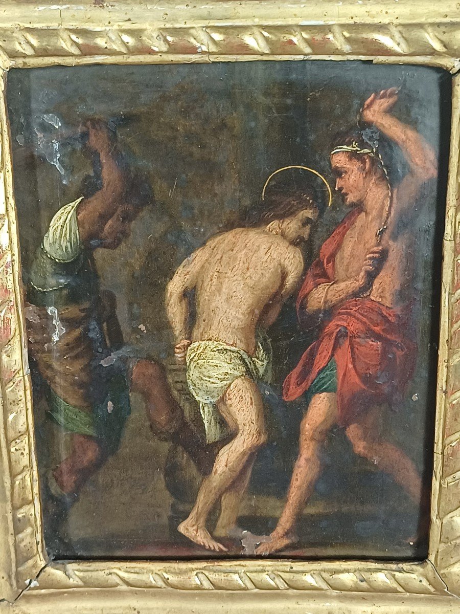 Peinture Sur Cuivre 18&egrave;me XVIII&egrave;me Flagellation du Christ d&#039;apr&egrave;s Jacob Andries Beschey-photo-4