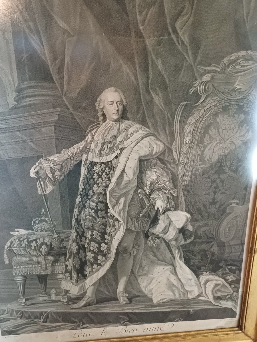 Portrait Of Louis XV After Vanloo Engraved By Cathelin -photo-3