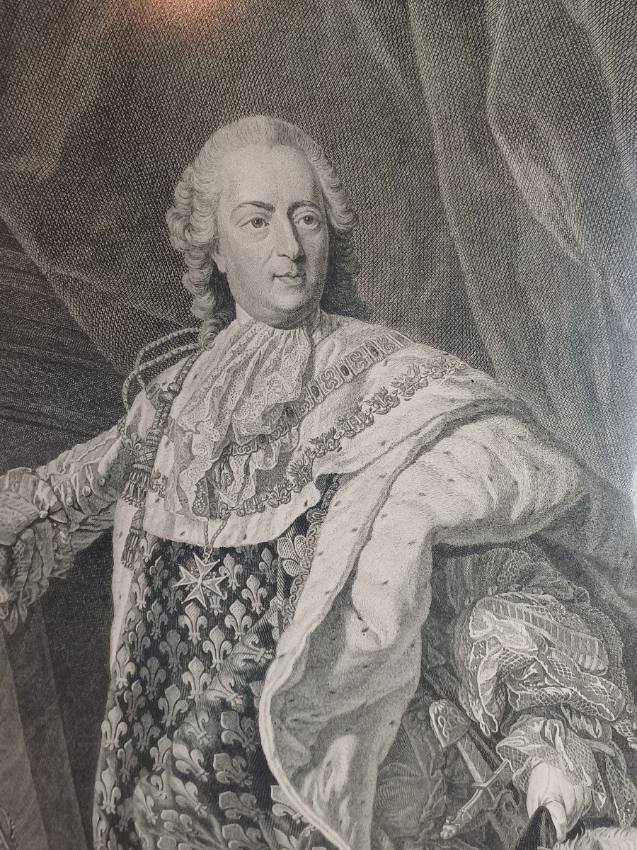 Portrait Of Louis XV After Vanloo Engraved By Cathelin -photo-1