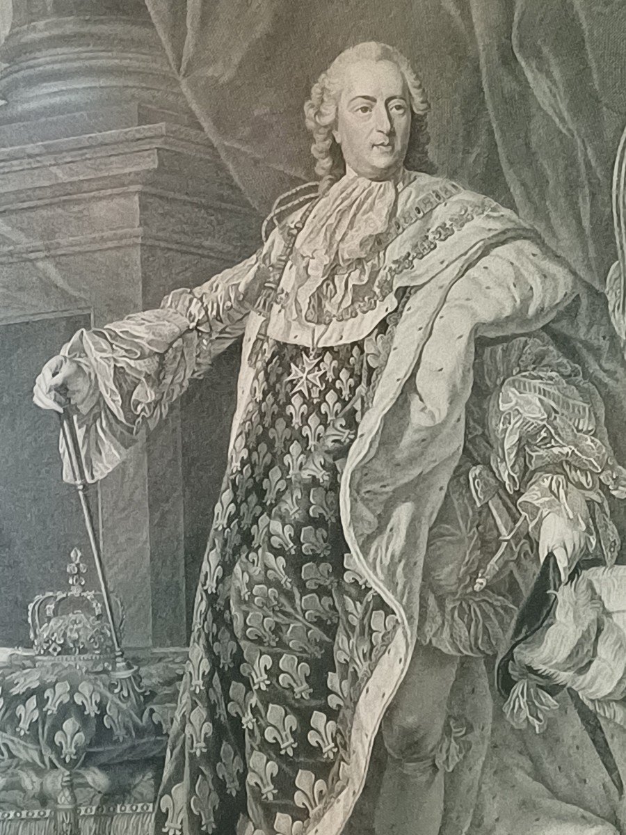 Portrait Of Louis XV After Vanloo Engraved By Cathelin -photo-2