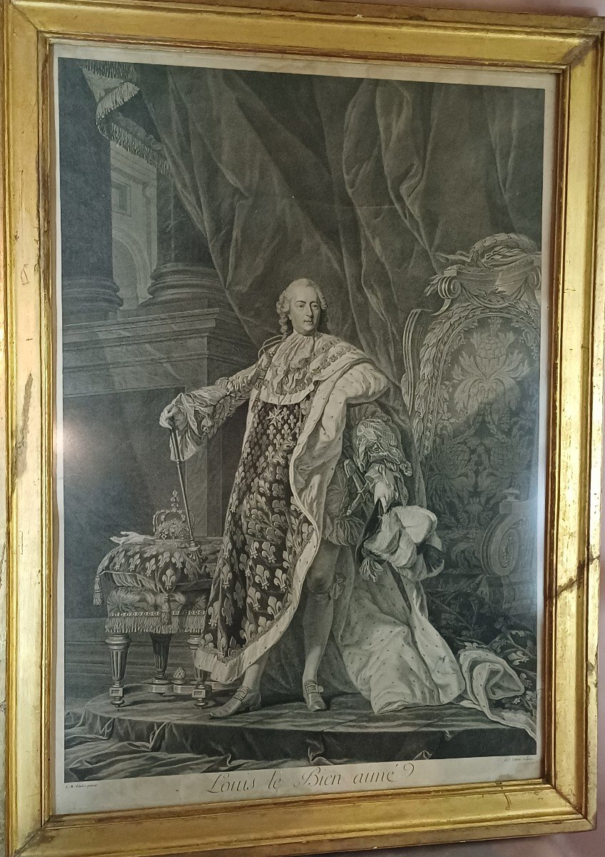 Portrait Of Louis XV After Vanloo Engraved By Cathelin 