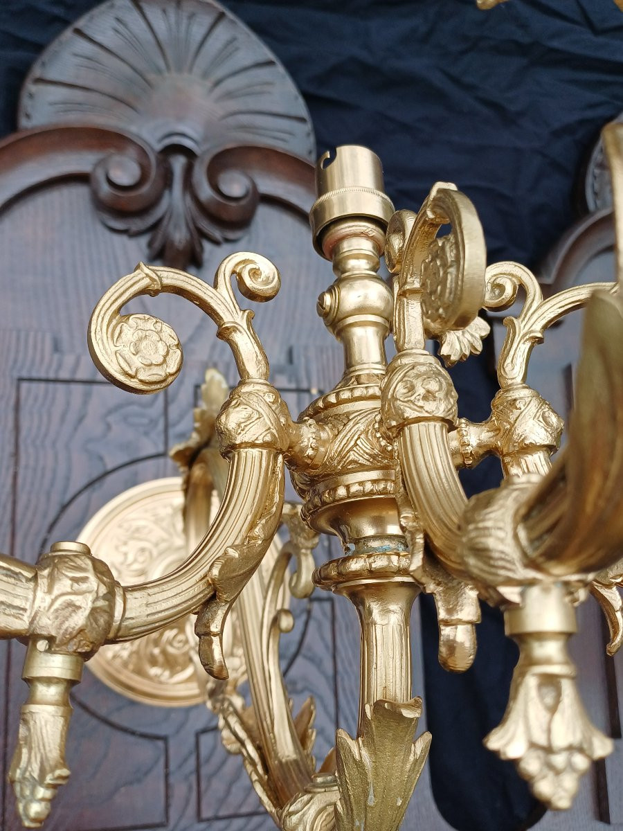 Set Of Candlesticks And Wall Lights Gilded Bronze Chandelier For Church Castle-photo-1