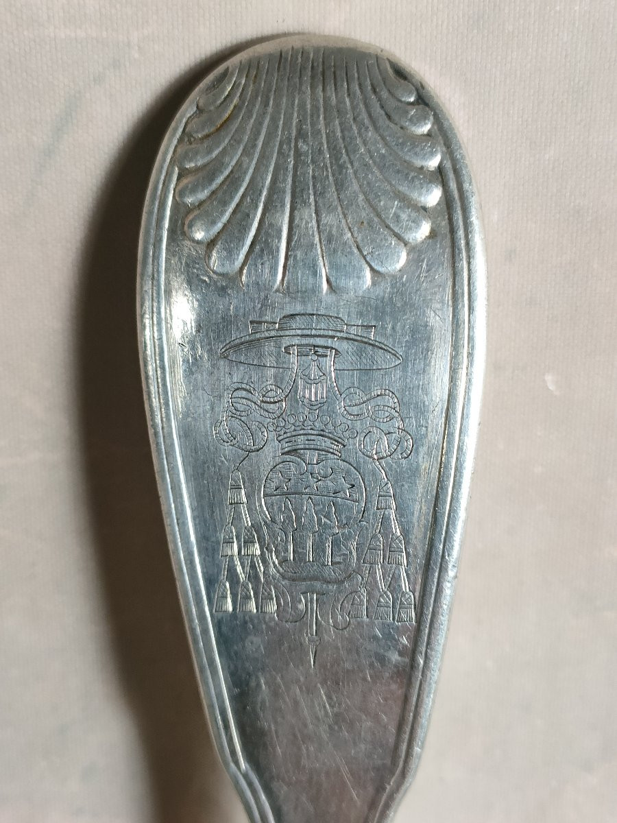 18th Century Stew Spoon Archbishop Of Grenoble Coat Of Arms -photo-2