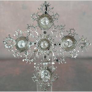 Large Norman Cross Saint Lo Solid Silver And Rhinestones