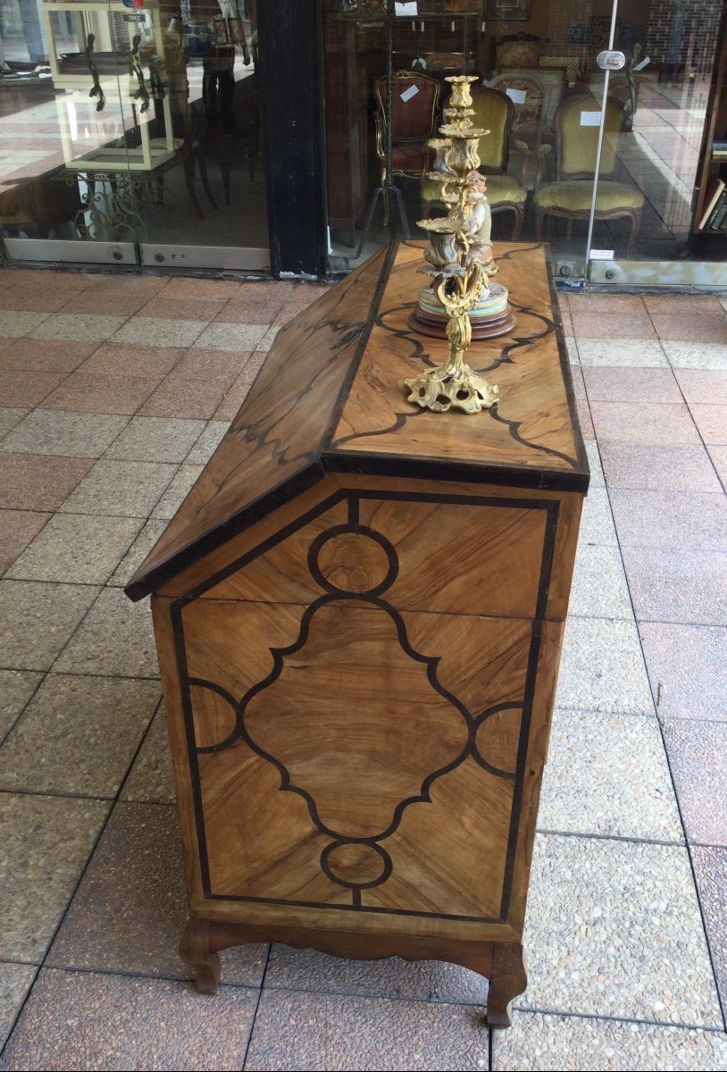 Slope Desk In Walnut Wood And Amaranth Nets-photo-3