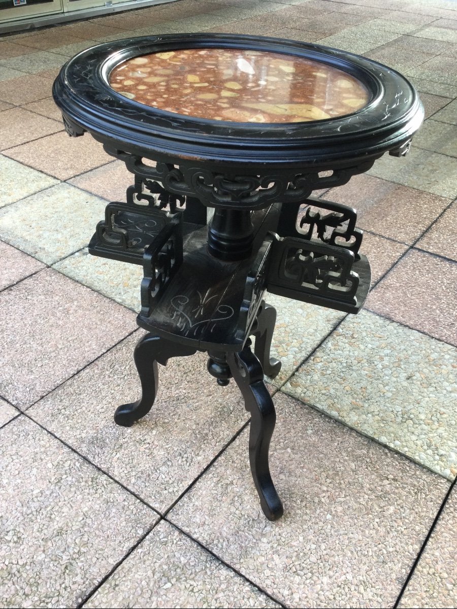 A Blackened Wooden Pedestal Table -photo-2