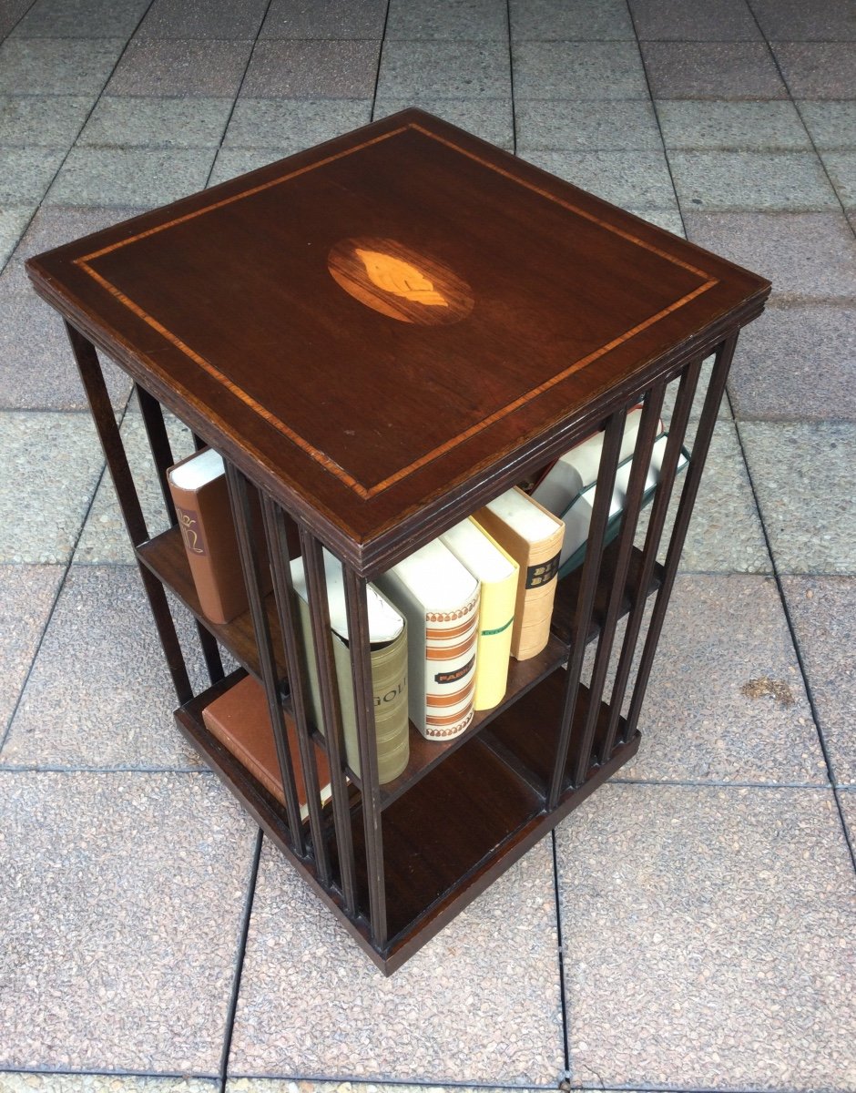 A Two-tier Mahogany Revolving Bookcase-photo-1