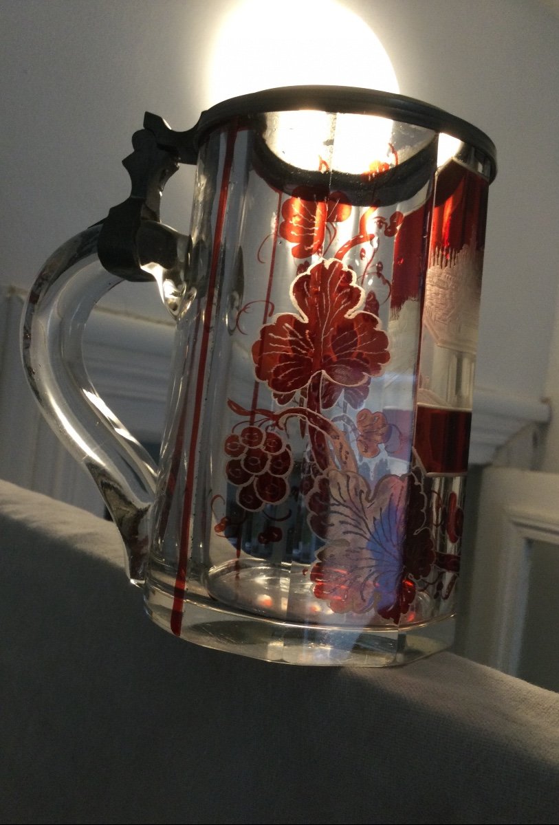 A Ruby Red Bohemian Crystal Tankard-photo-4