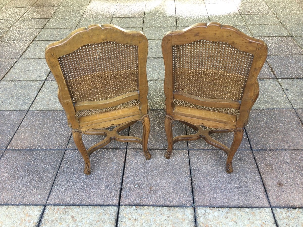 Paire de  Chaises Louis XV Cannées à Dossier ''à La Reine''-photo-4