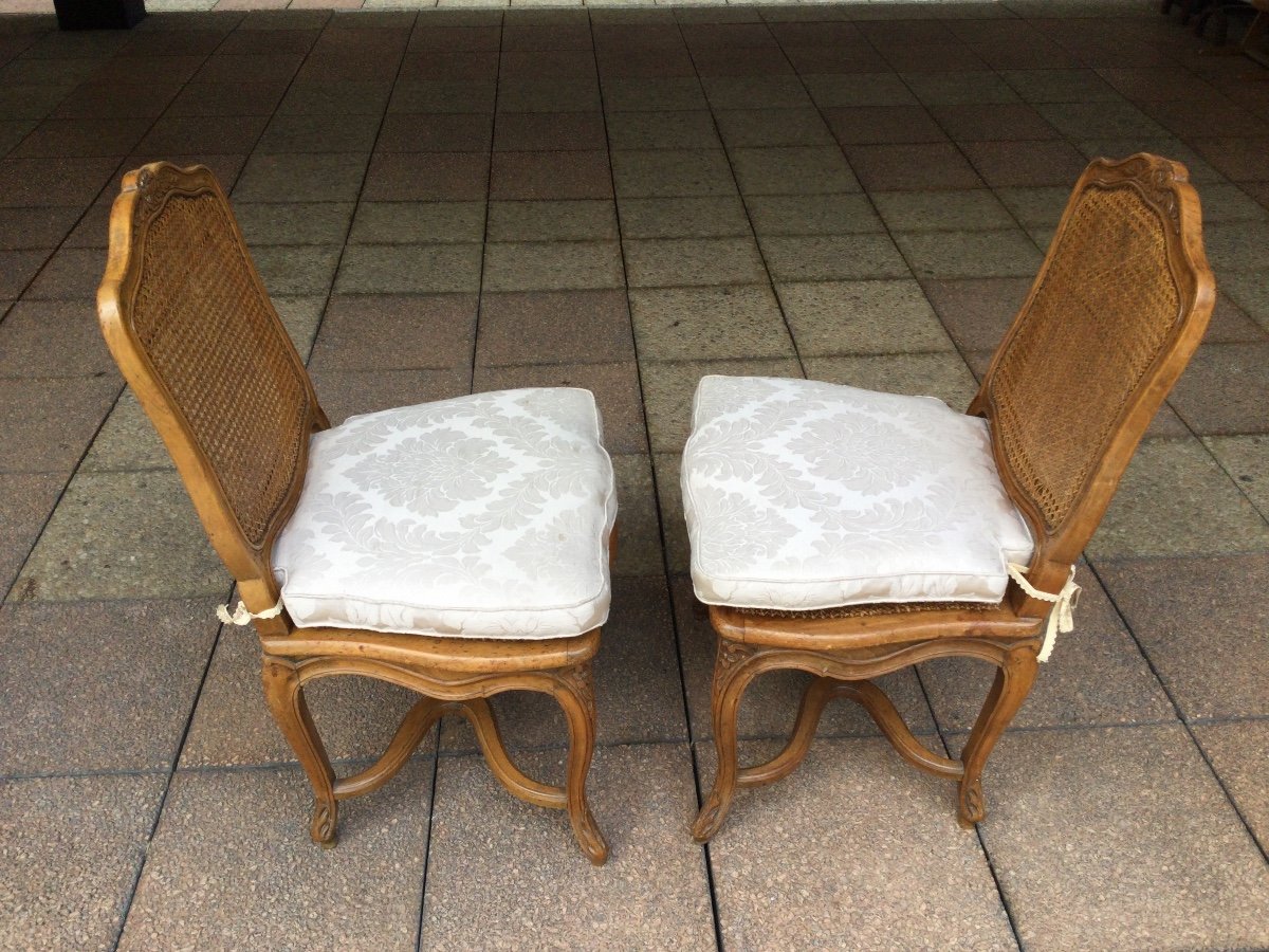 Paire de  Chaises Louis XV Cannées à Dossier ''à La Reine''-photo-6