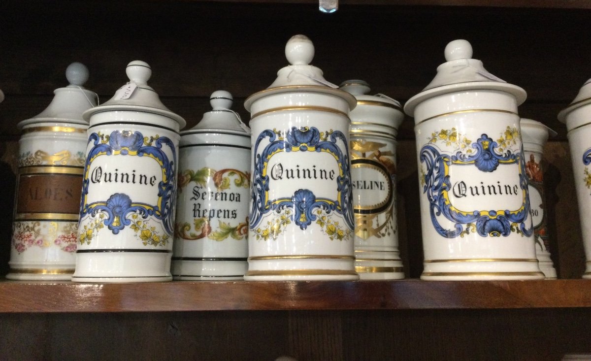 New Collection Of Antique Porcelain And Glass Pharmacy Jars. -photo-1