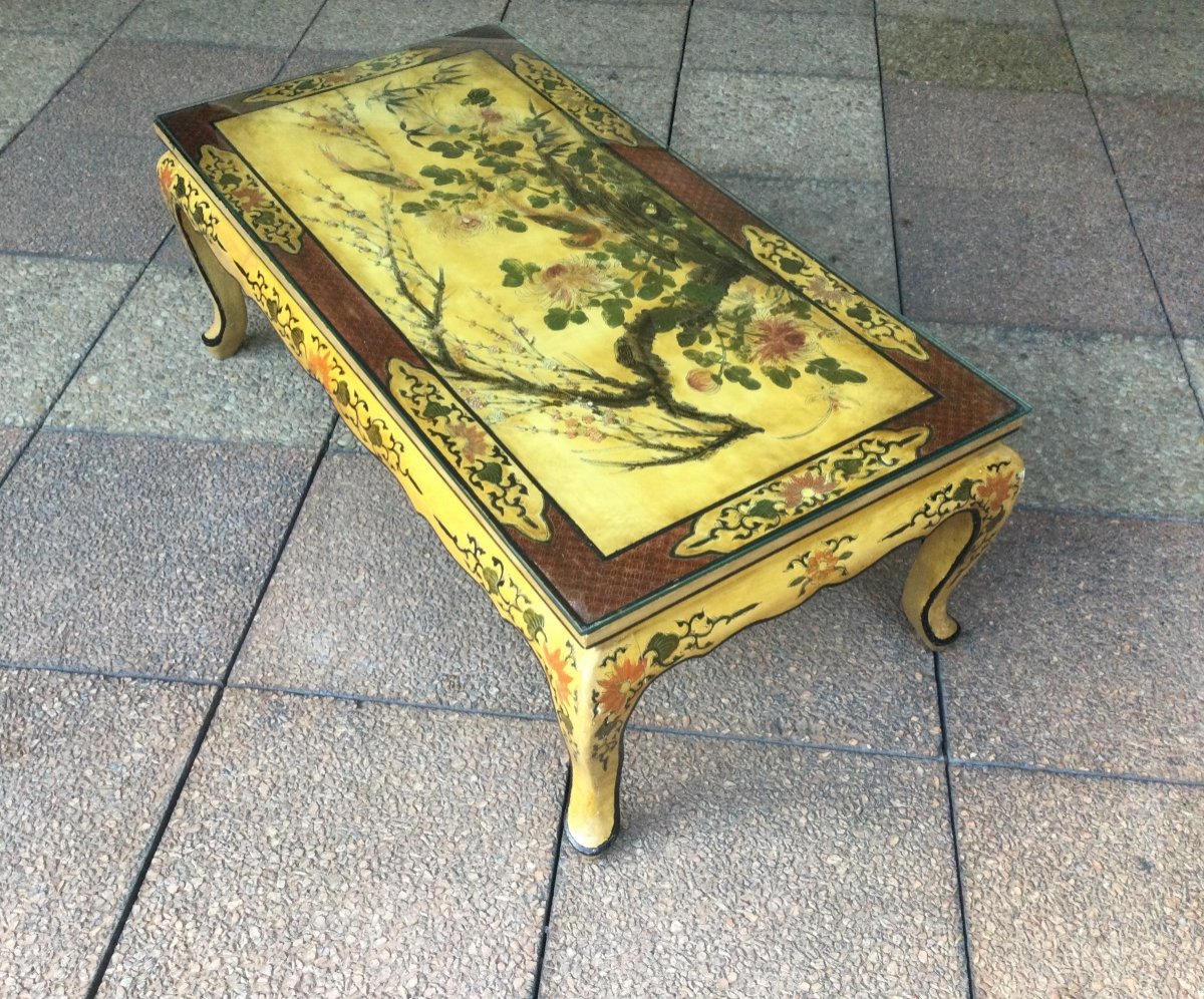 Une Table Basse Dans Le Goût De La Chine En Bois Polychrome-photo-3