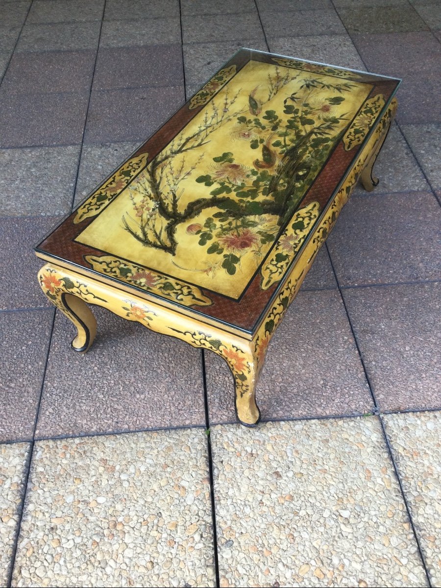 Une Table Basse Dans Le Goût De La Chine En Bois Polychrome-photo-2