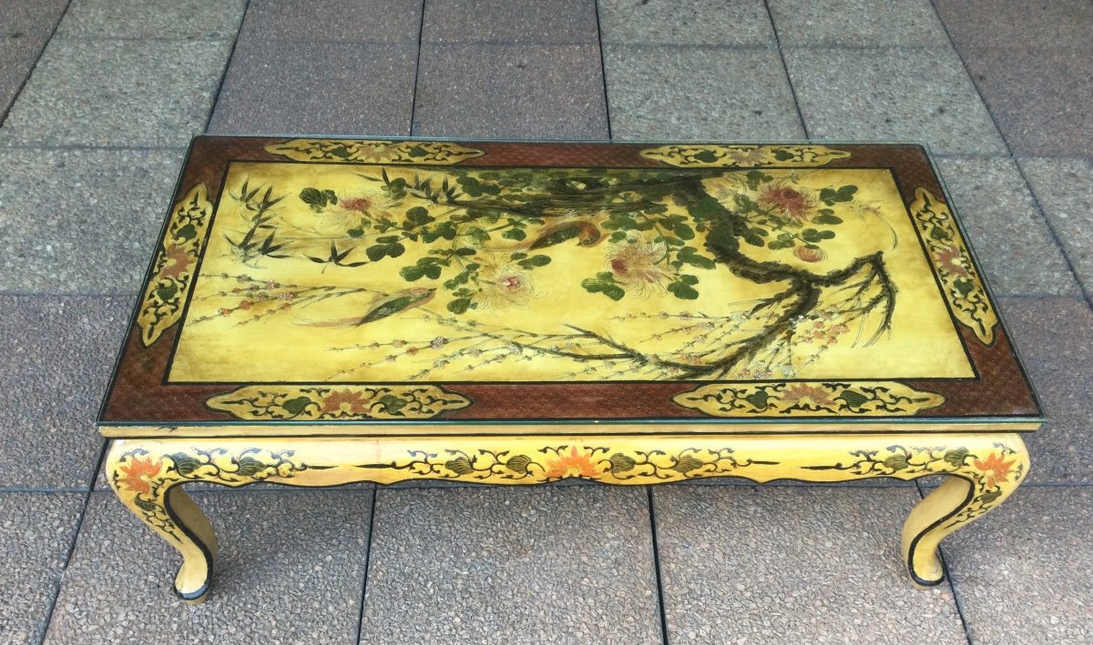 Une Table Basse Dans Le Goût De La Chine En Bois Polychrome-photo-3