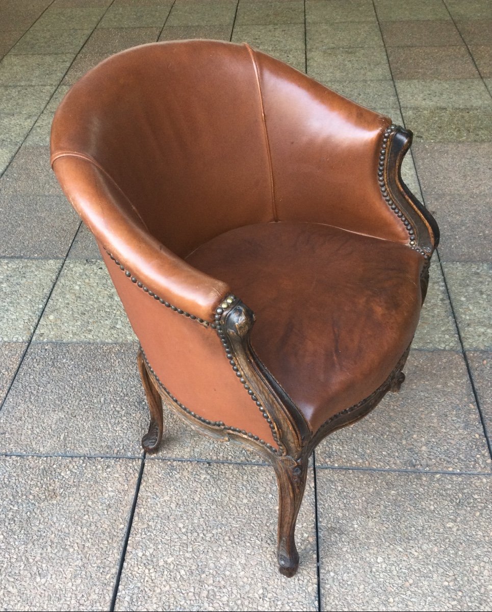 Un Fauteuil De Bureau Louis XV  Garni De Cuir-photo-2