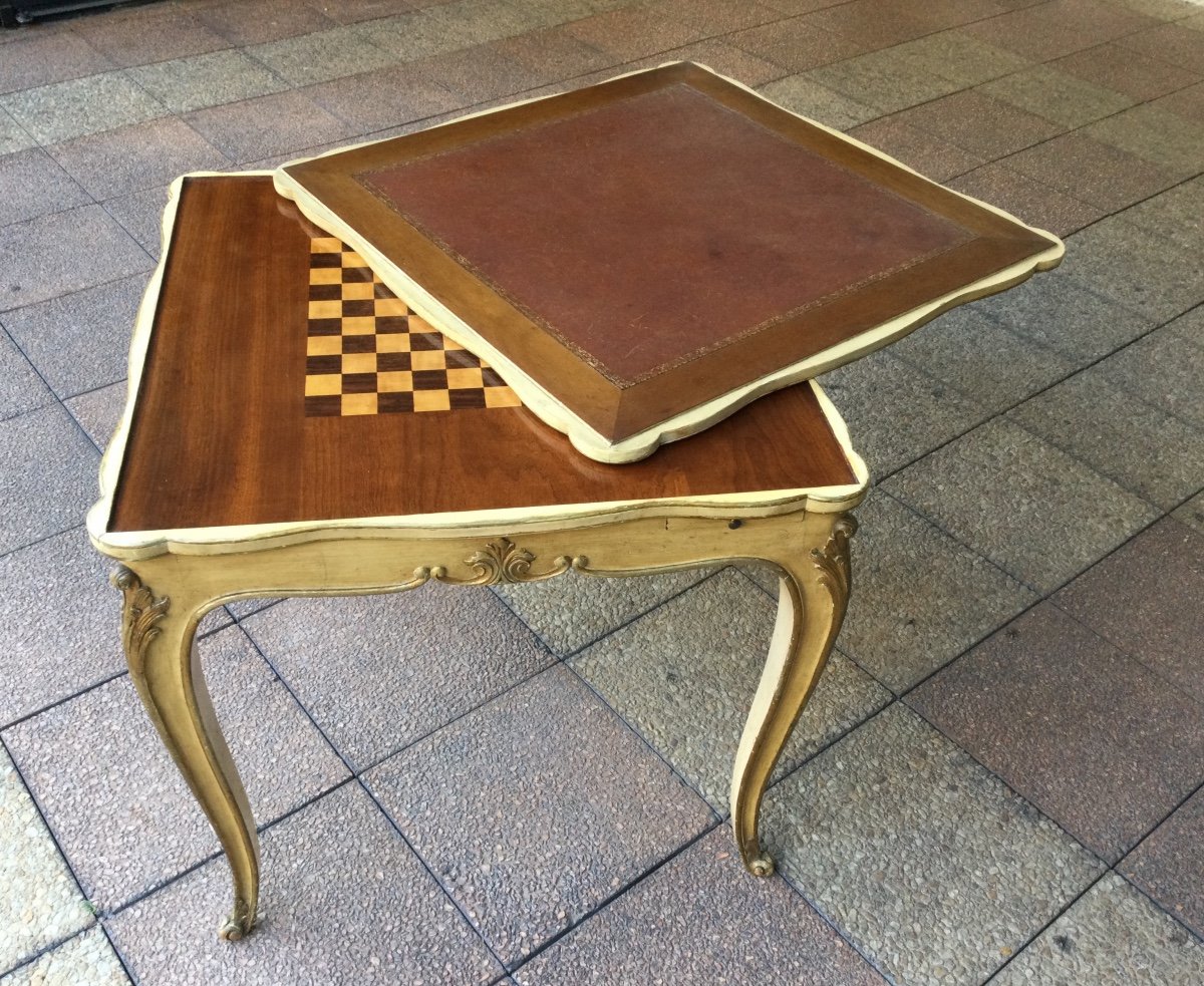 A Louis XV Style Games Table With Inlaid Top And Removable And Reversible Top.-photo-2