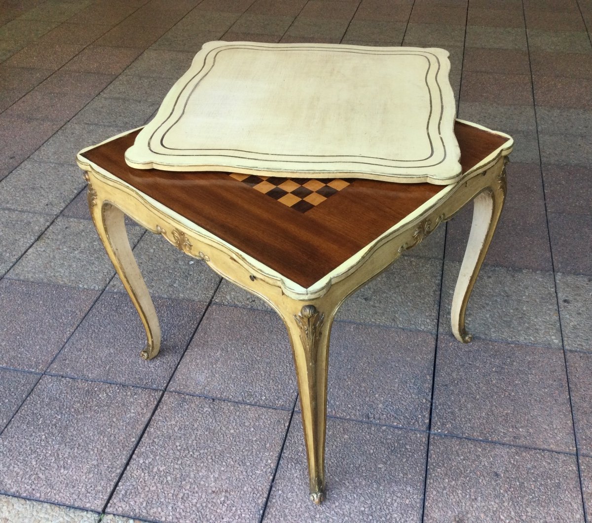 A Louis XV Style Games Table With Inlaid Top And Removable And Reversible Top.-photo-3