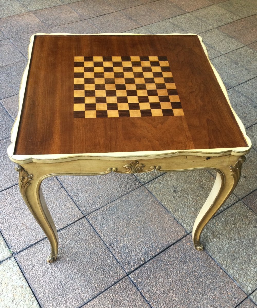 A Louis XV Style Games Table With Inlaid Top And Removable And Reversible Top.-photo-1