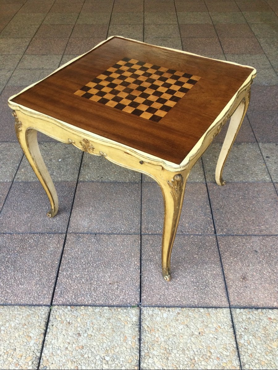 A Louis XV Style Games Table With Inlaid Top And Removable And Reversible Top.-photo-2