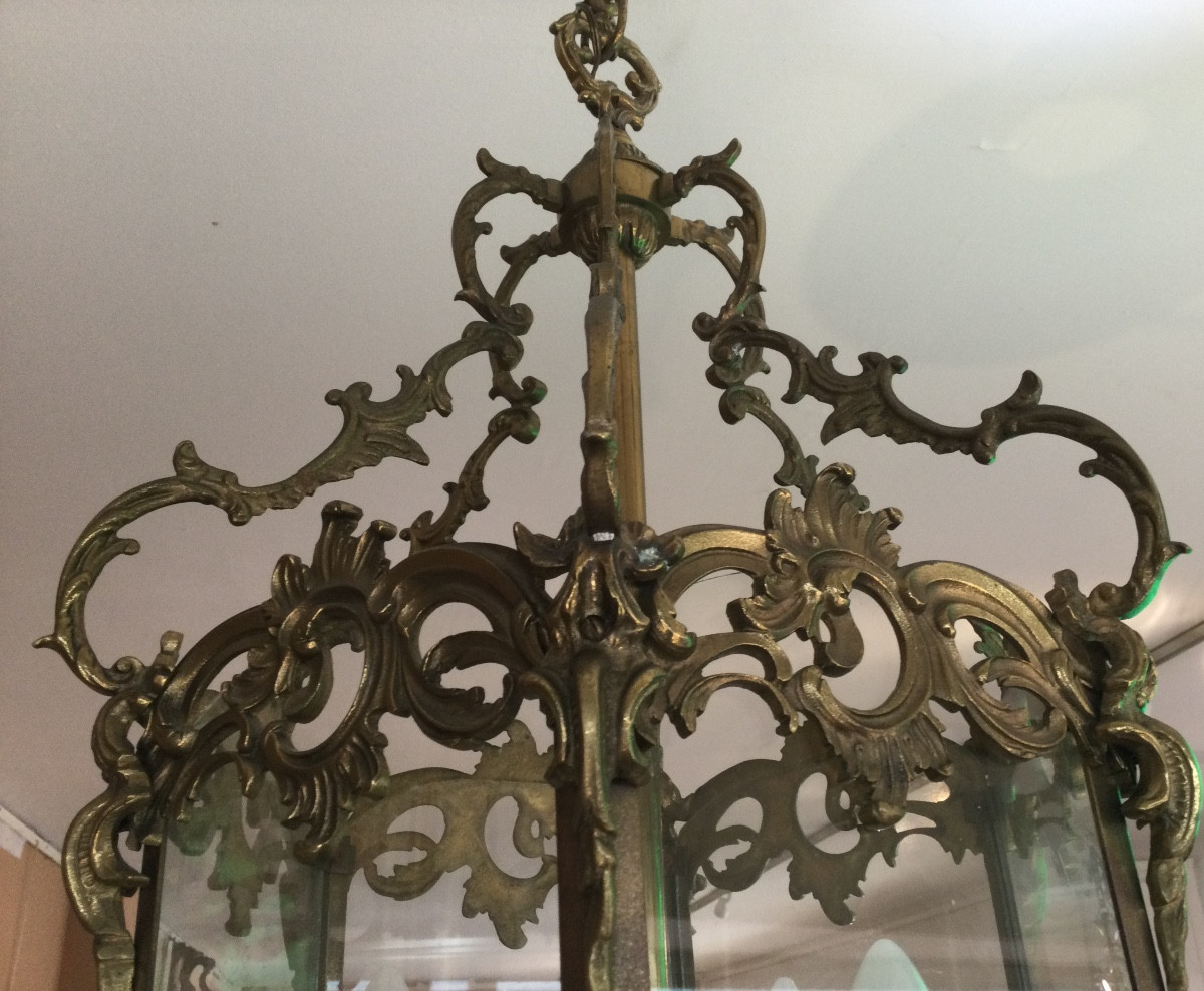 A Three-light Gilt Bronze And Brass Lantern-photo-3