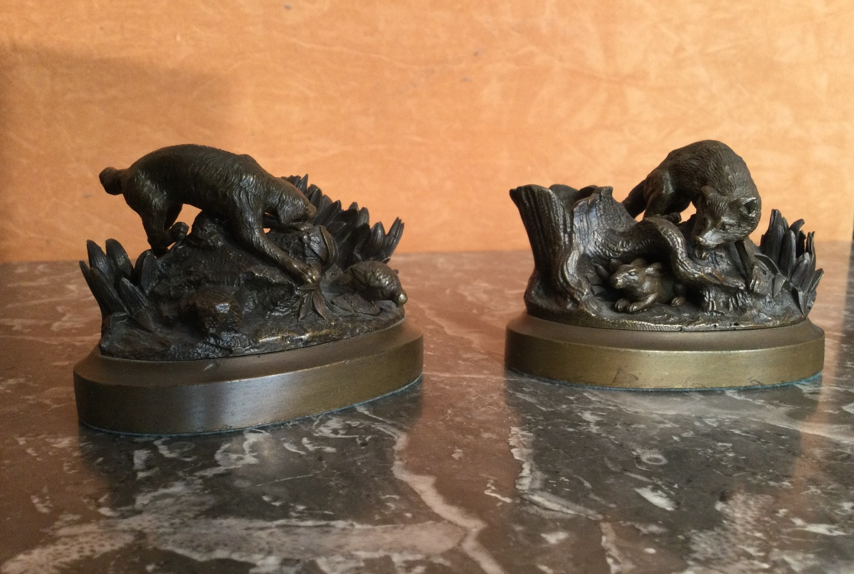 Two Very Small Animal And Hunting Bronzes-photo-3