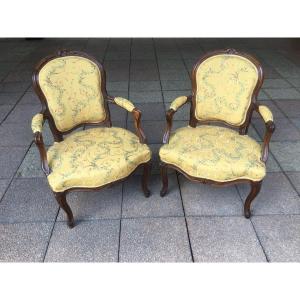 Pair Of Louis XV Armchairs From The 18th Century