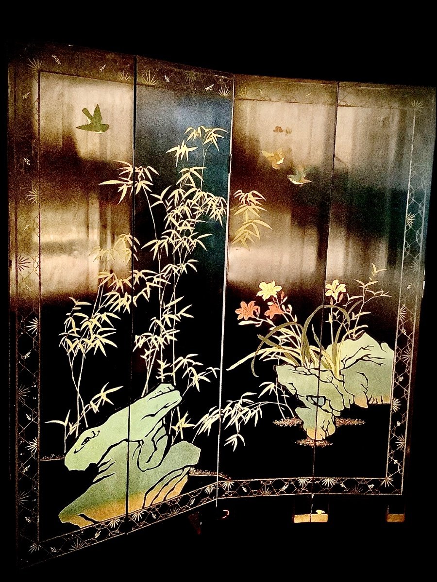 Indochina Double Sided Screen From The 1930s-photo-2