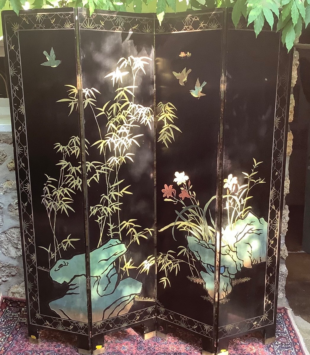 Indochina Double Sided Screen From The 1930s-photo-4