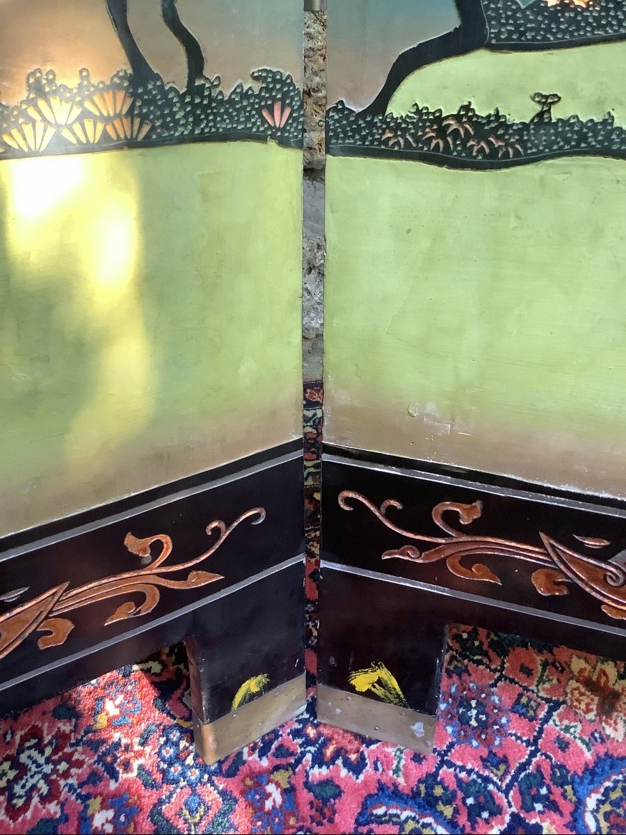 Indochina Double Sided Screen From The 1930s-photo-7