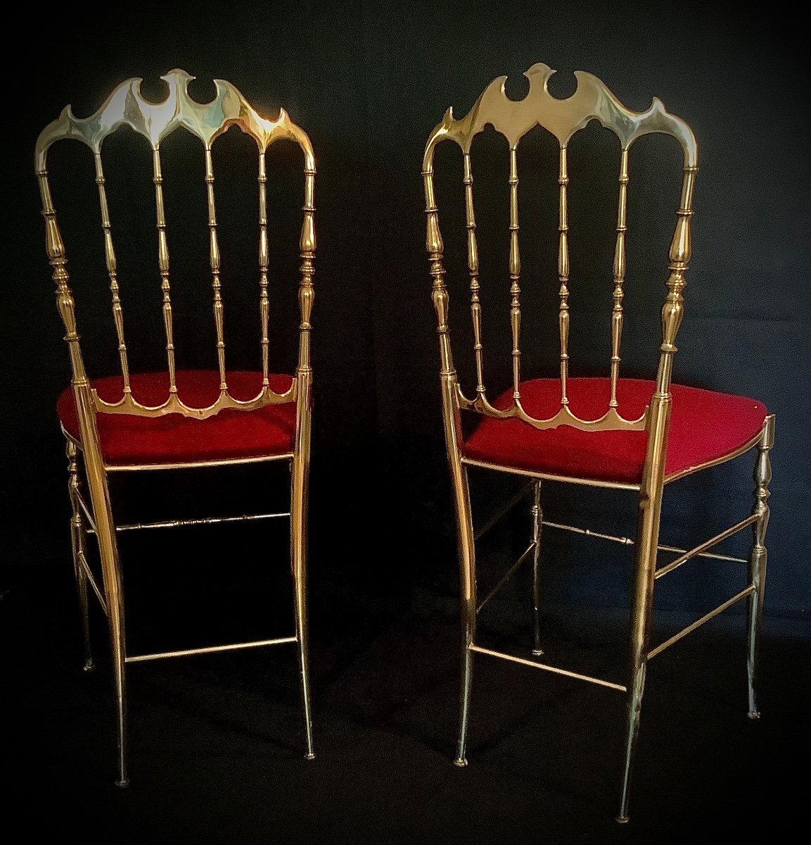 Paire De Chaises En Laiton Italie 1950 De Chiavari.-photo-4