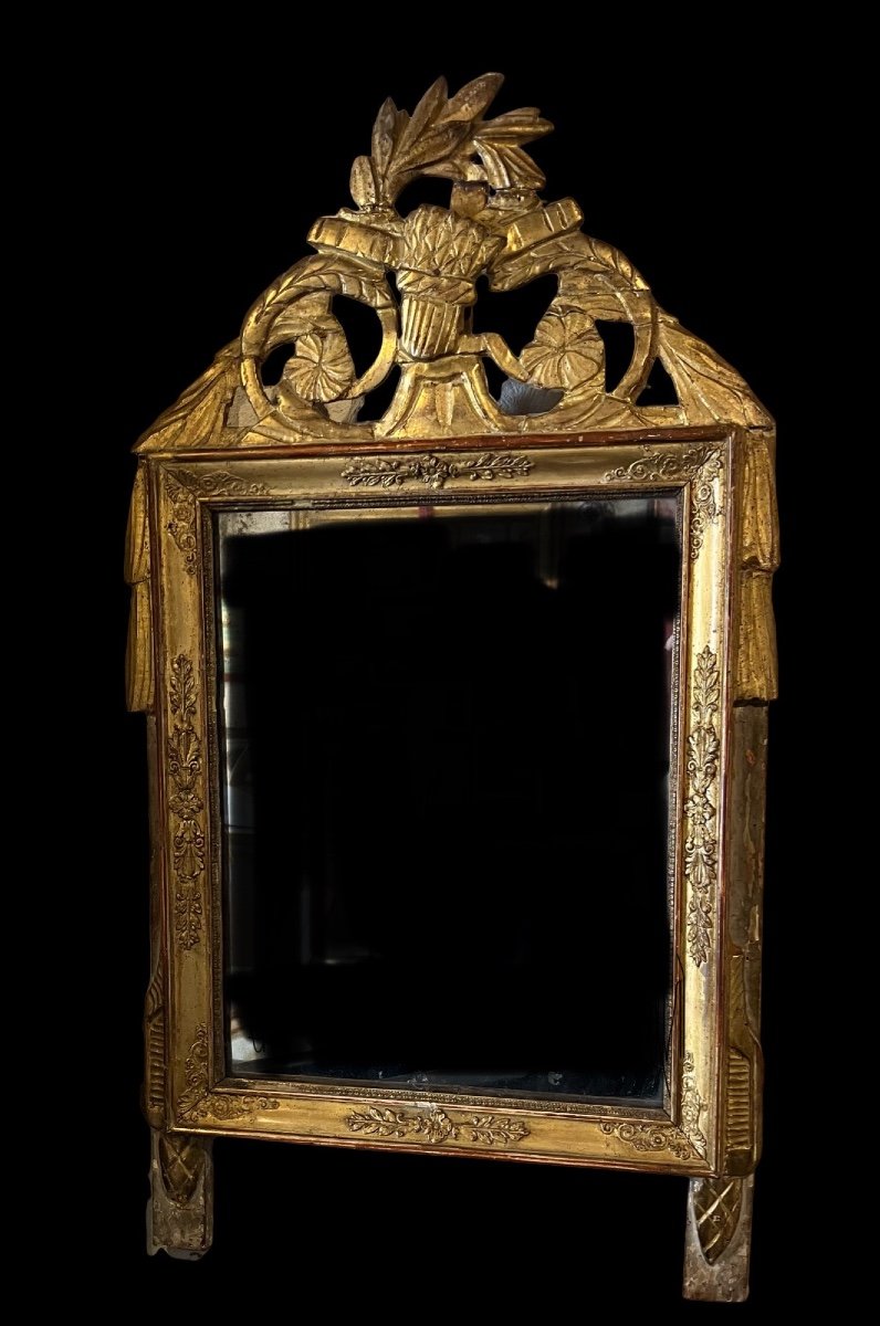 Miroir à Fronton De Style Louis XVI Circa Début XIX Eme -photo-2