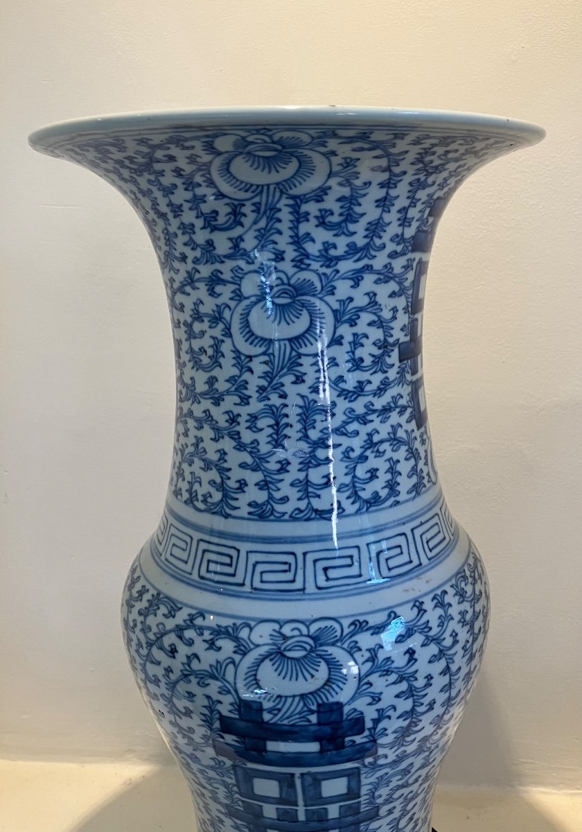 Chinese Blue Vase White Background Baluster Shape Mid 19th Century -photo-2