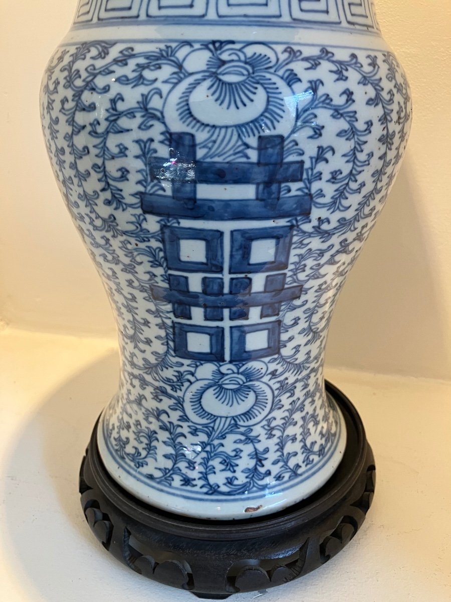 Chinese Blue Vase White Background Baluster Shape Mid 19th Century -photo-4