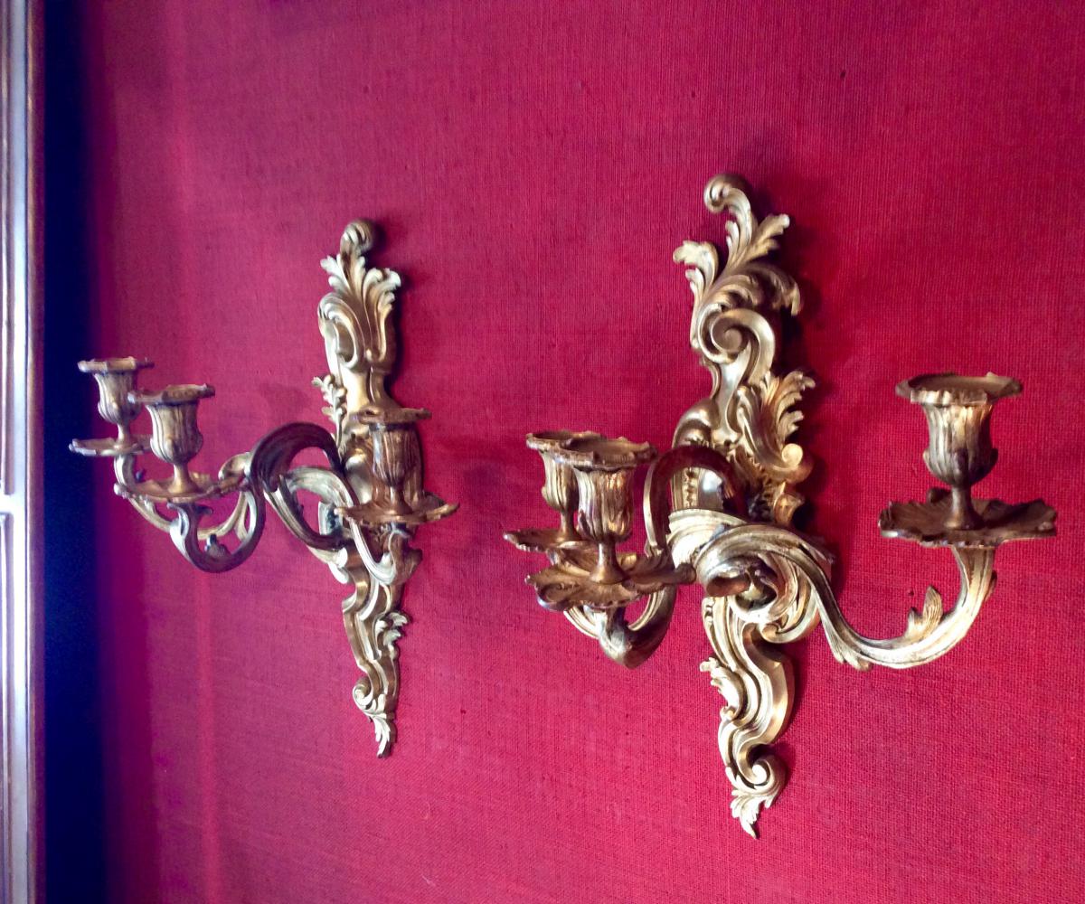 Applies Pair Gilt Bronze Louis XV Style-photo-2