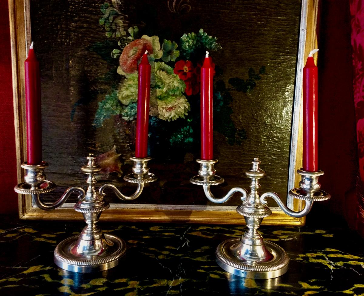 Pair Silver Metal Candlesticks