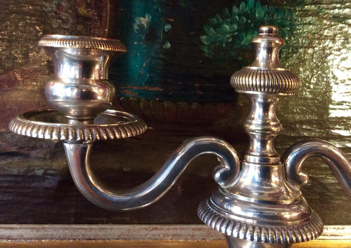 Pair Silver Metal Candlesticks-photo-4