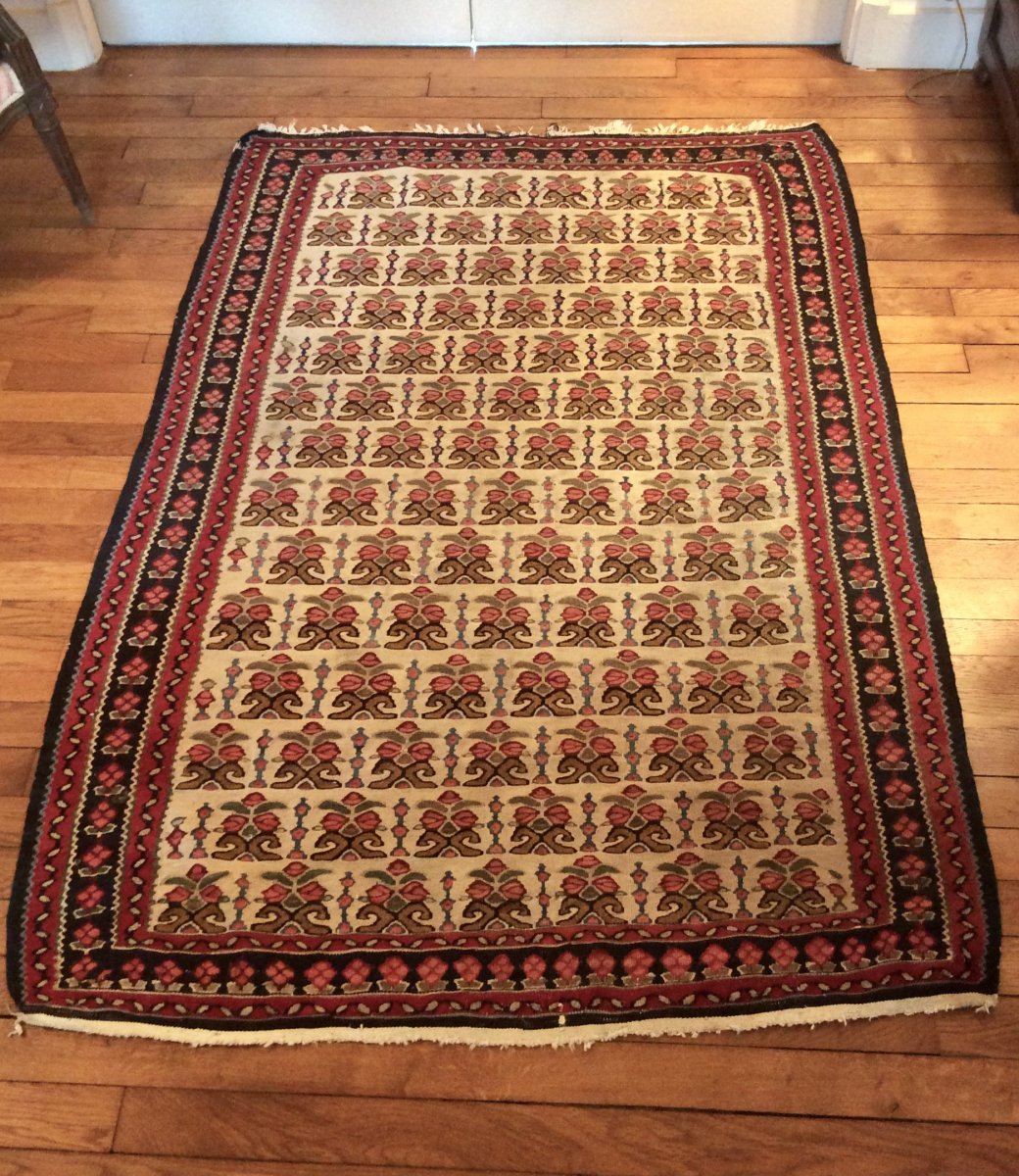 Tapis Kilim Senneh Persan Circa 1950 -photo-3